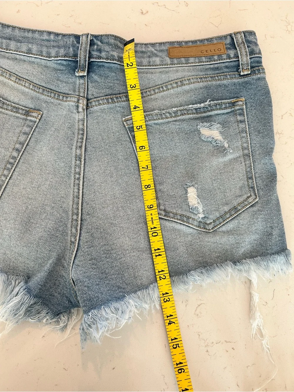 Distressed denim Cello frayed jean shorts
